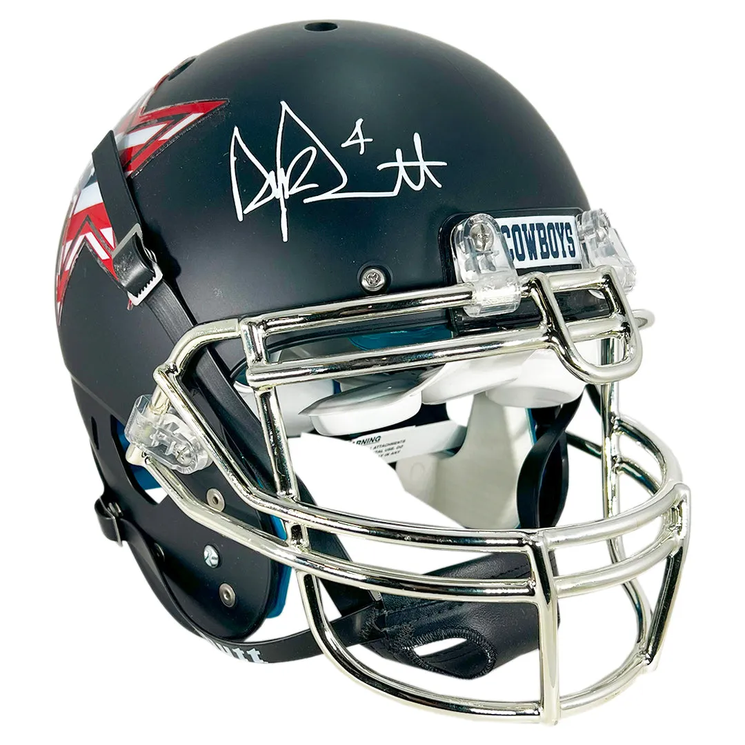 Dak Prescott Signed Dallas Cowboys Flat Black Flag Star Full-Size Schutt Football Helmet (JSA)