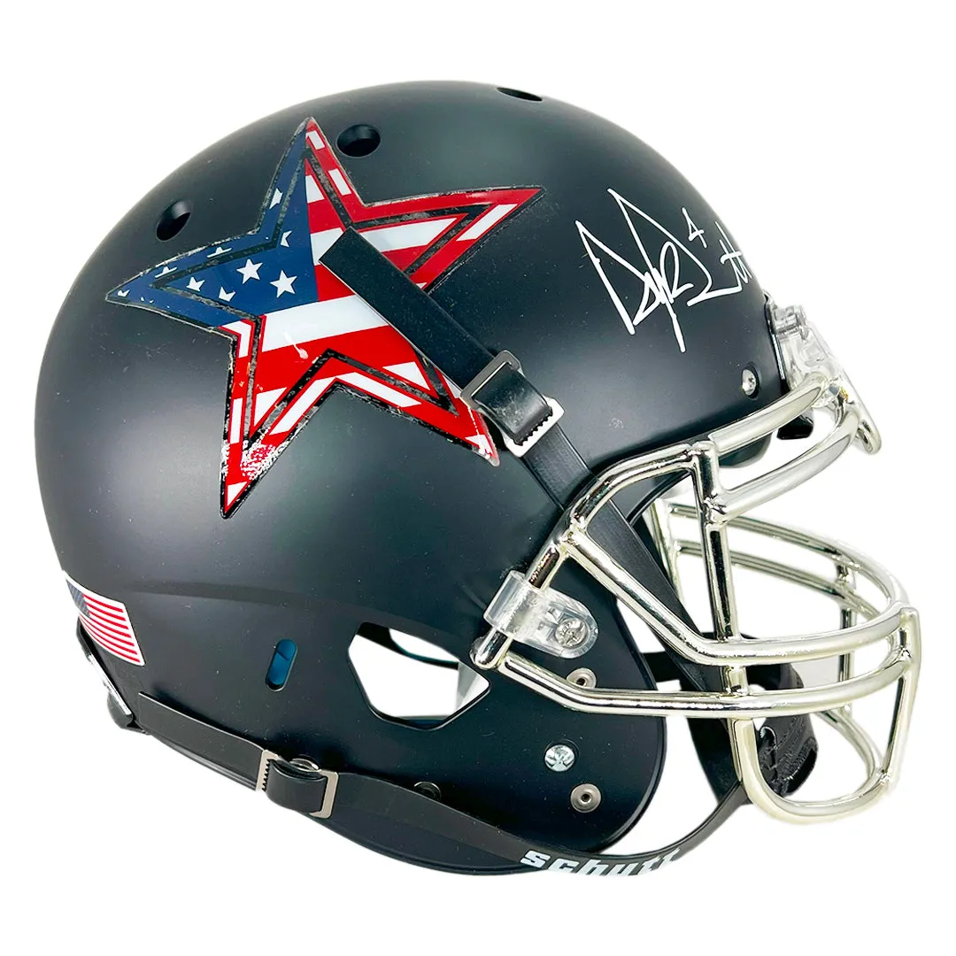 Dak Prescott Signed Dallas Cowboys Flat Black Flag Star Full-Size Schutt Football Helmet (JSA)