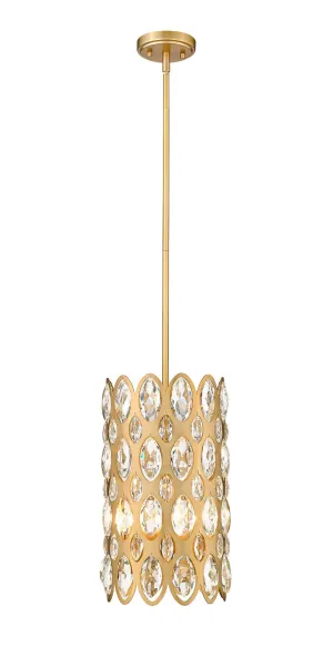 Dealey Three Light Pendant in Heirloom Brass