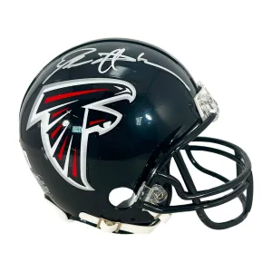 Deion Sanders Signed Atlanta Falcons Mini Football Helmet Silver Ink (Beckett)