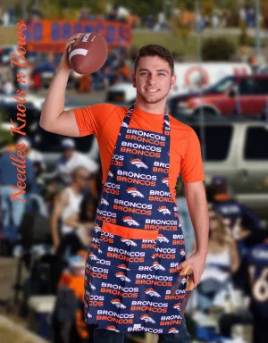 Denver Bronco's Apron, Mens or Womens Football Cooking Apron