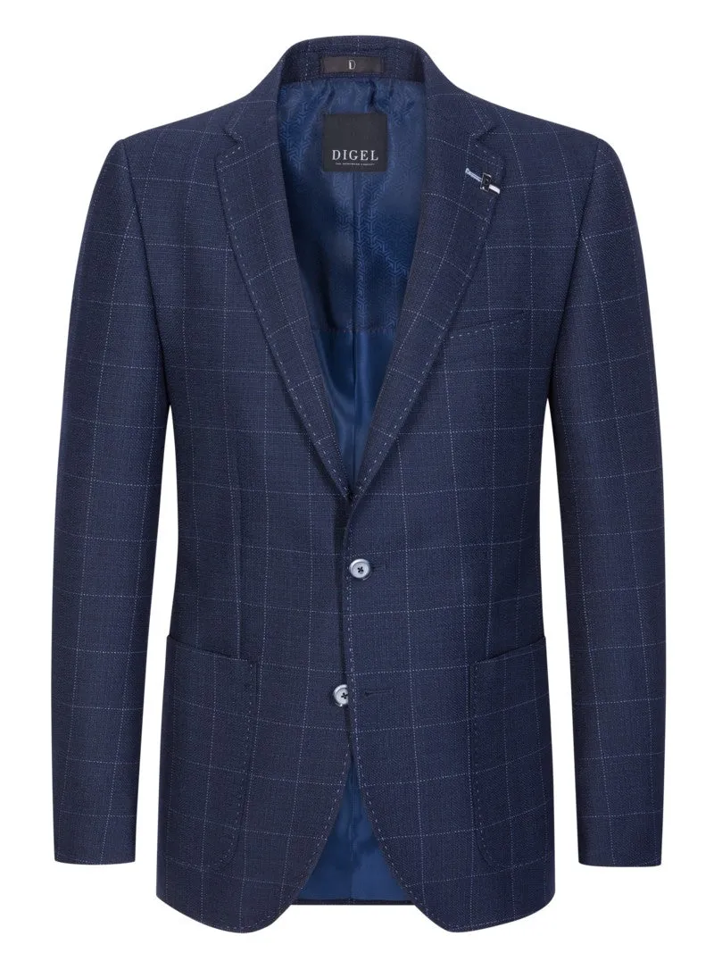 Digel - Windowpane Pattern Jacket, Blue