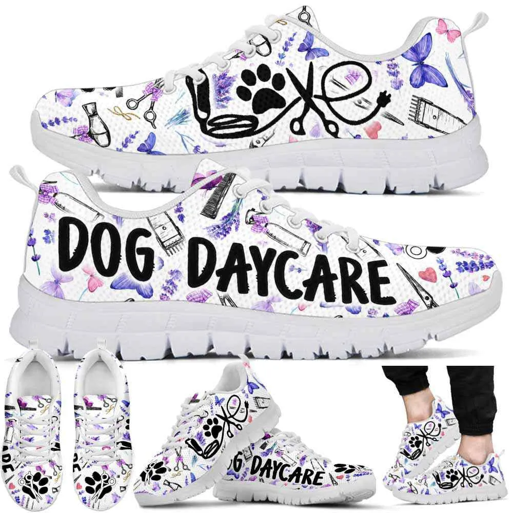 Dog Daycare Lavender Tools Sneakers Shoes, Dog Print Shoes, Best Running Shoes, Unique Gifts For Dog Lovers