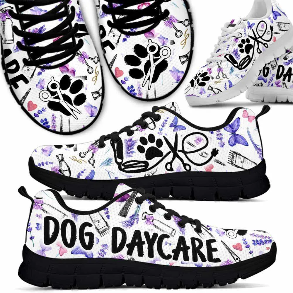 Dog Daycare Lavender Tools Sneakers Shoes, Dog Print Shoes, Best Running Shoes, Unique Gifts For Dog Lovers