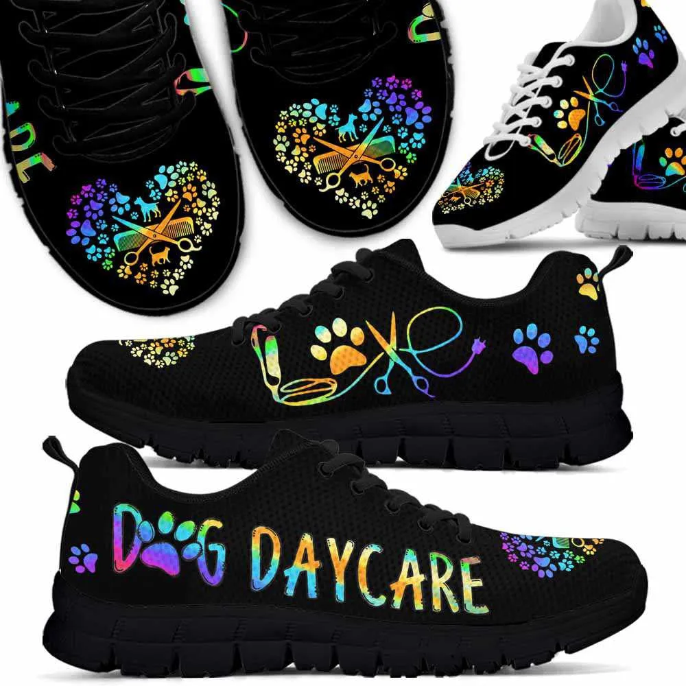 Dog Daycare Love Heart Sneakers Shoes, Dog Print Shoes, Best Running Shoes, Unique Gifts For Dog Lovers