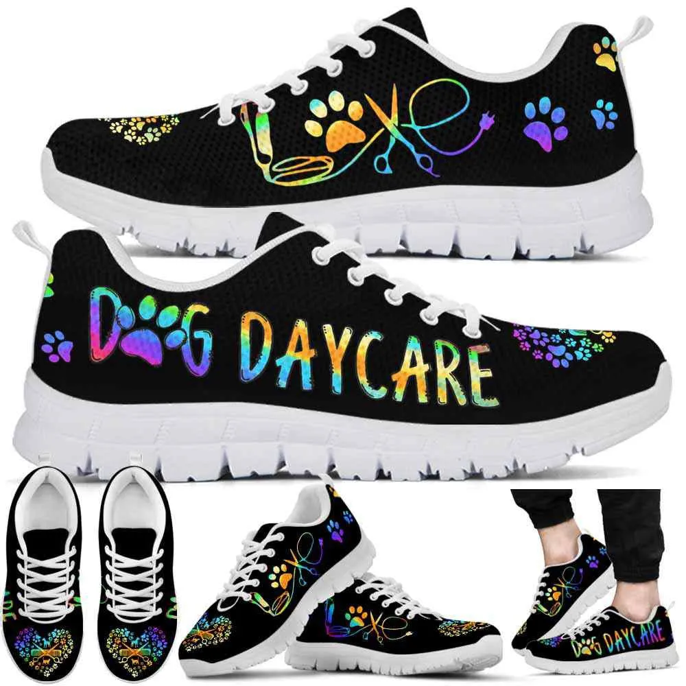 Dog Daycare Love Heart Sneakers Shoes, Dog Print Shoes, Best Running Shoes, Unique Gifts For Dog Lovers