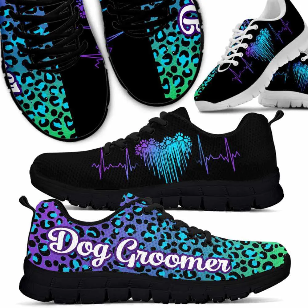 Dog Groomer Sneaker, Dog Groomer Teal Purple Dripping Heart Sneakers Shoes, Best Running Shoes, Unique Gifts For Dog Lovers