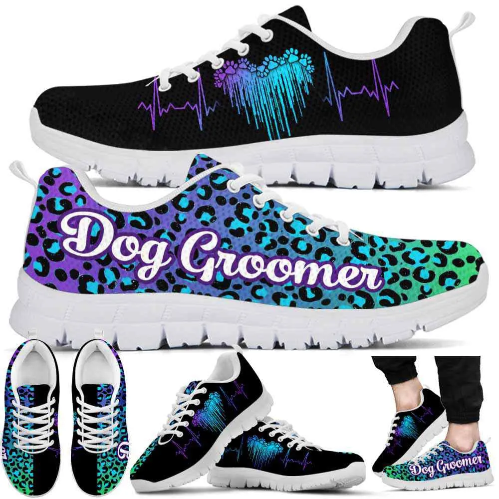 Dog Groomer Sneaker, Dog Groomer Teal Purple Dripping Heart Sneakers Shoes, Best Running Shoes, Unique Gifts For Dog Lovers