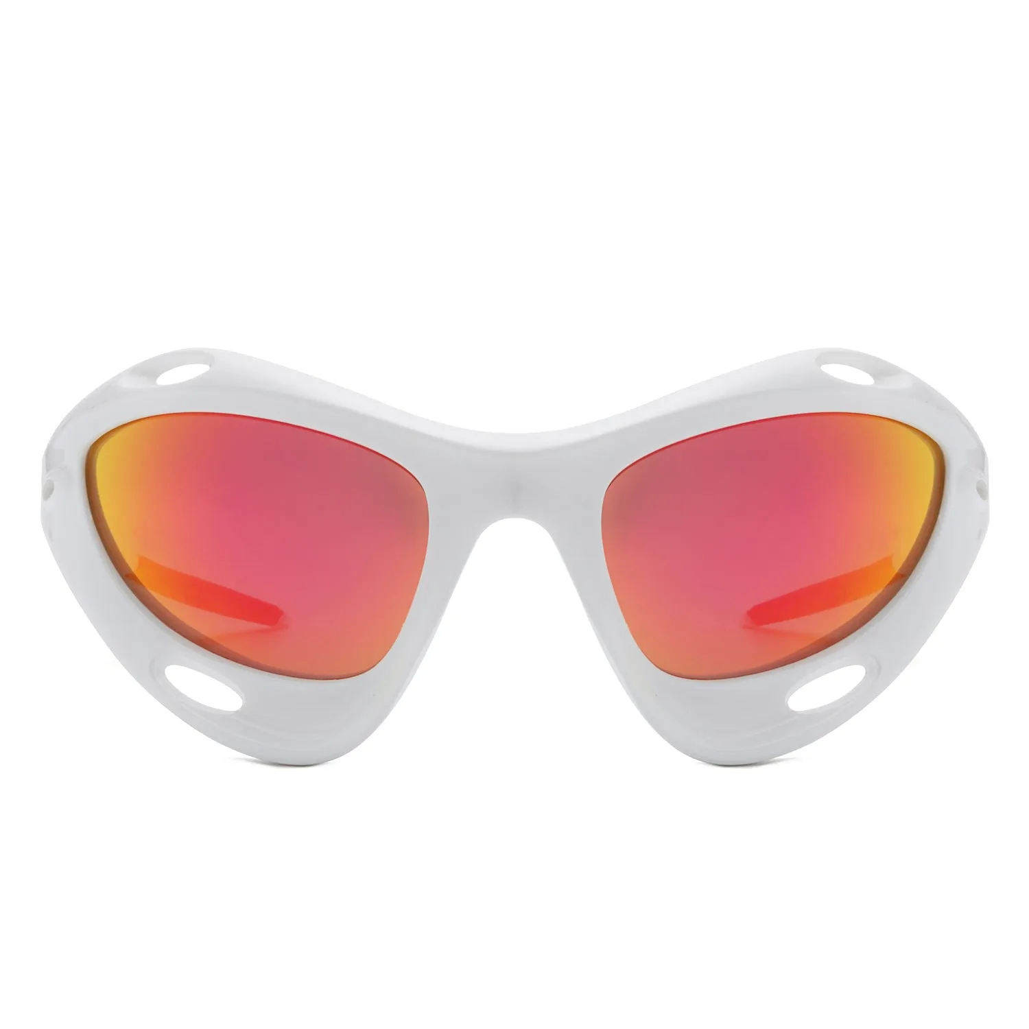 Dotrijan - Geometric Wrap Around Chunky Square Sport Sunglasses