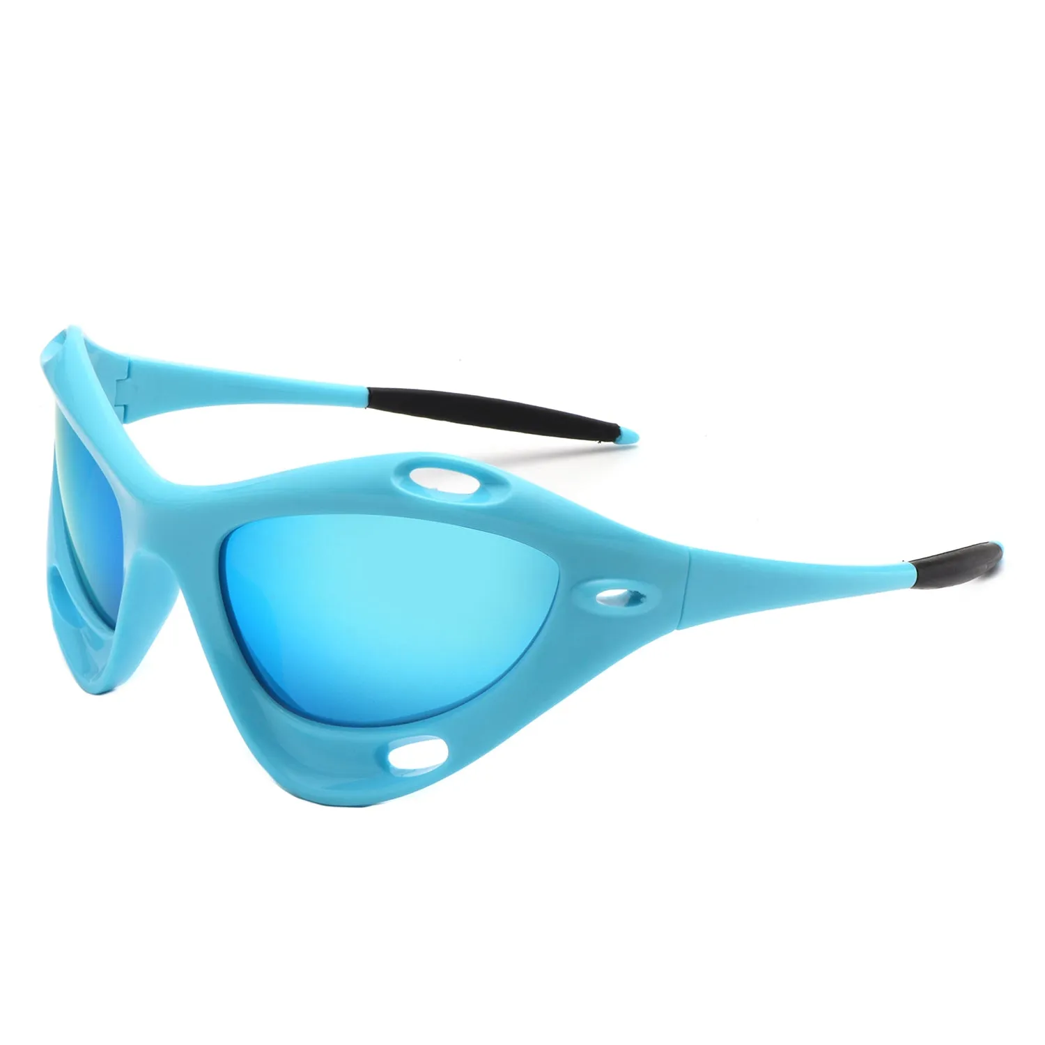 Dotrijan - Geometric Wrap Around Chunky Square Sport Sunglasses