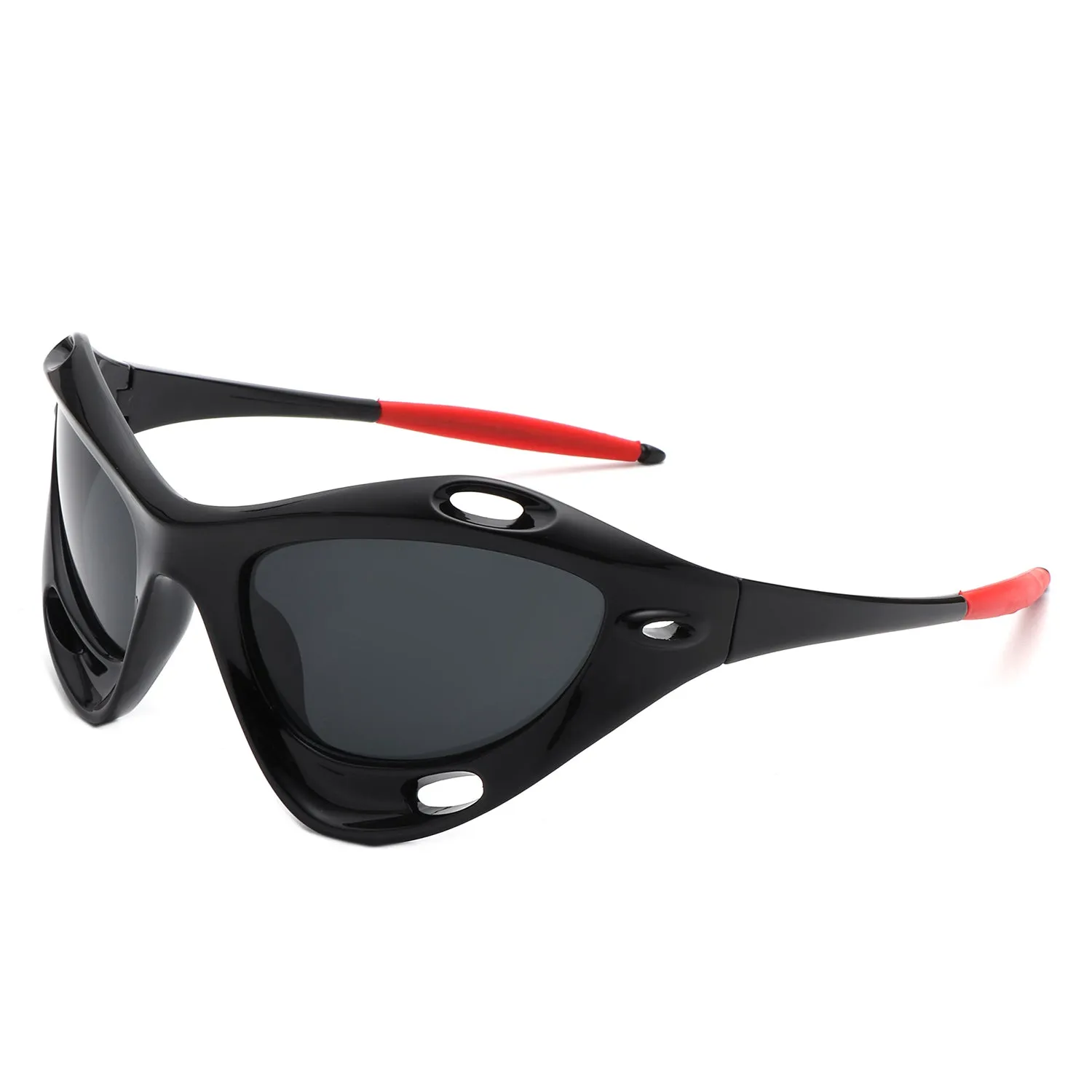 Dotrijan - Geometric Wrap Around Chunky Square Sport Sunglasses