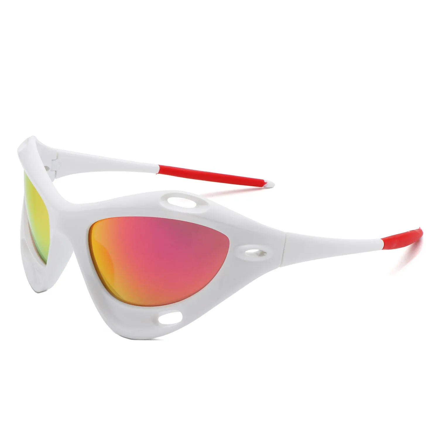 Dotrijan - Geometric Wrap Around Chunky Square Sport Sunglasses