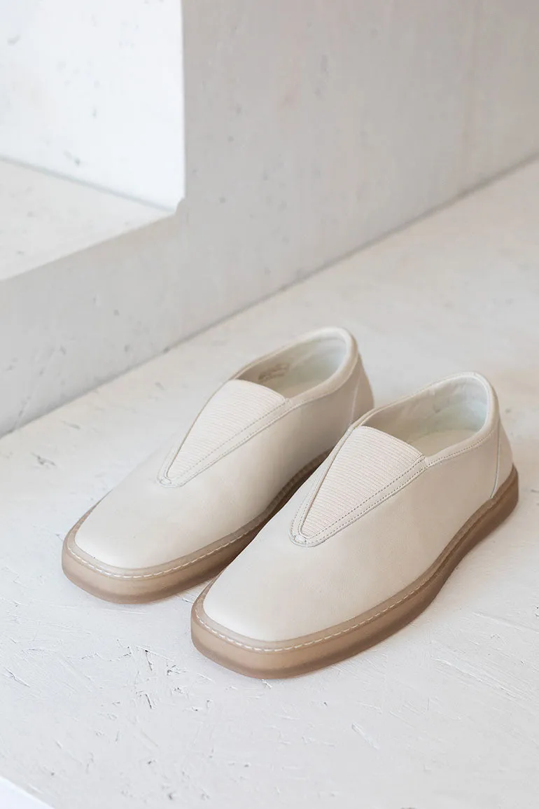 Elastic  Linoleum Trainers - Clay White