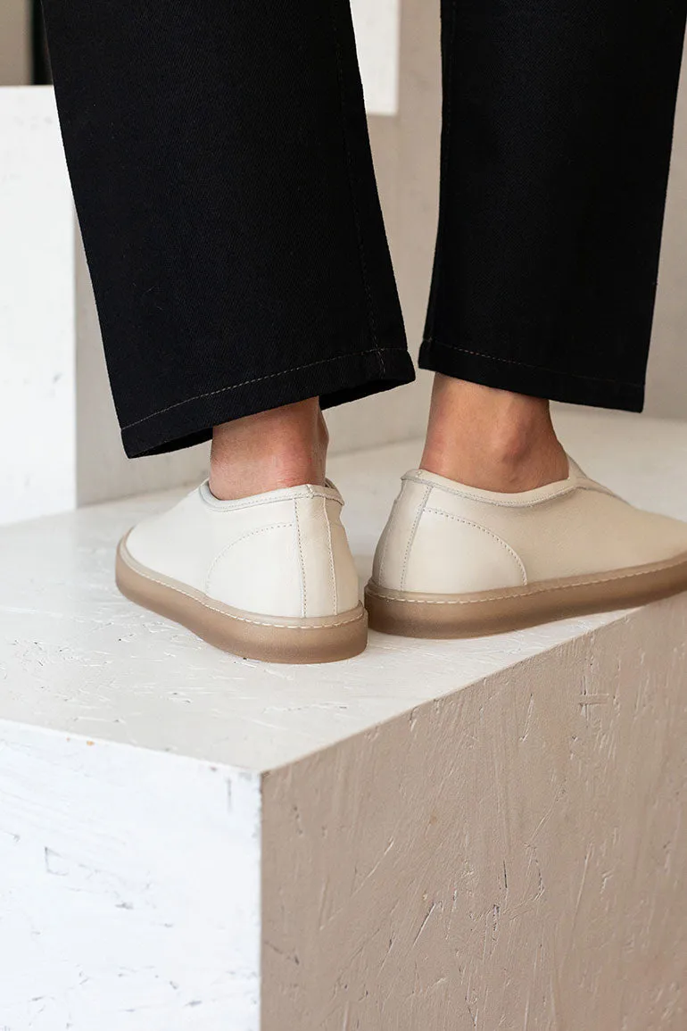 Elastic  Linoleum Trainers - Clay White