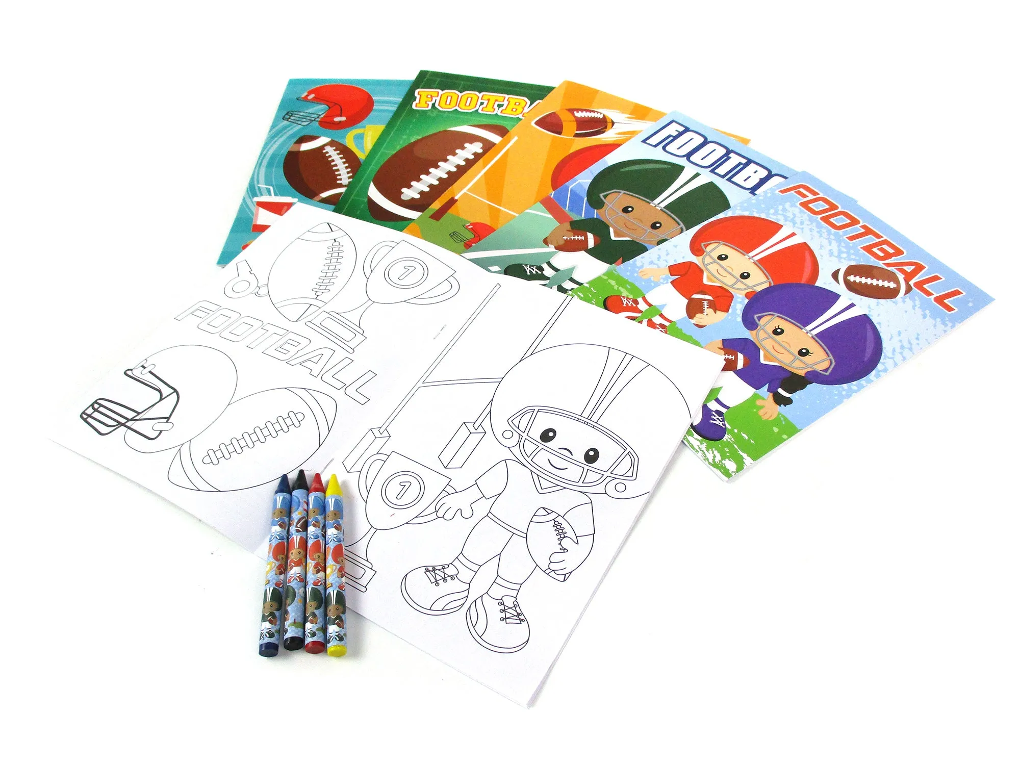 Football Coloring Books with Crayons Party Favors - Set of 6 or 12