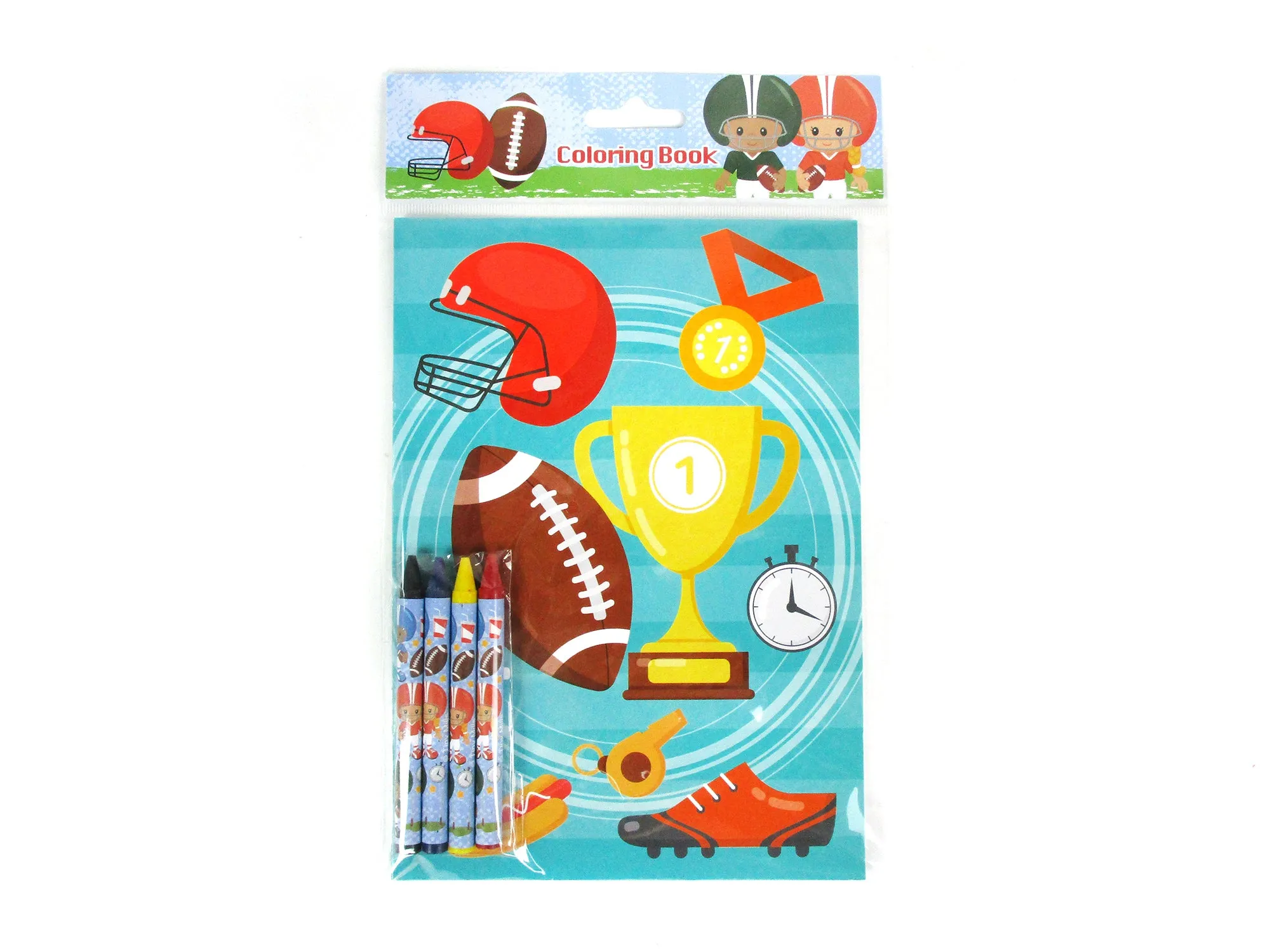 Football Coloring Books with Crayons Party Favors - Set of 6 or 12