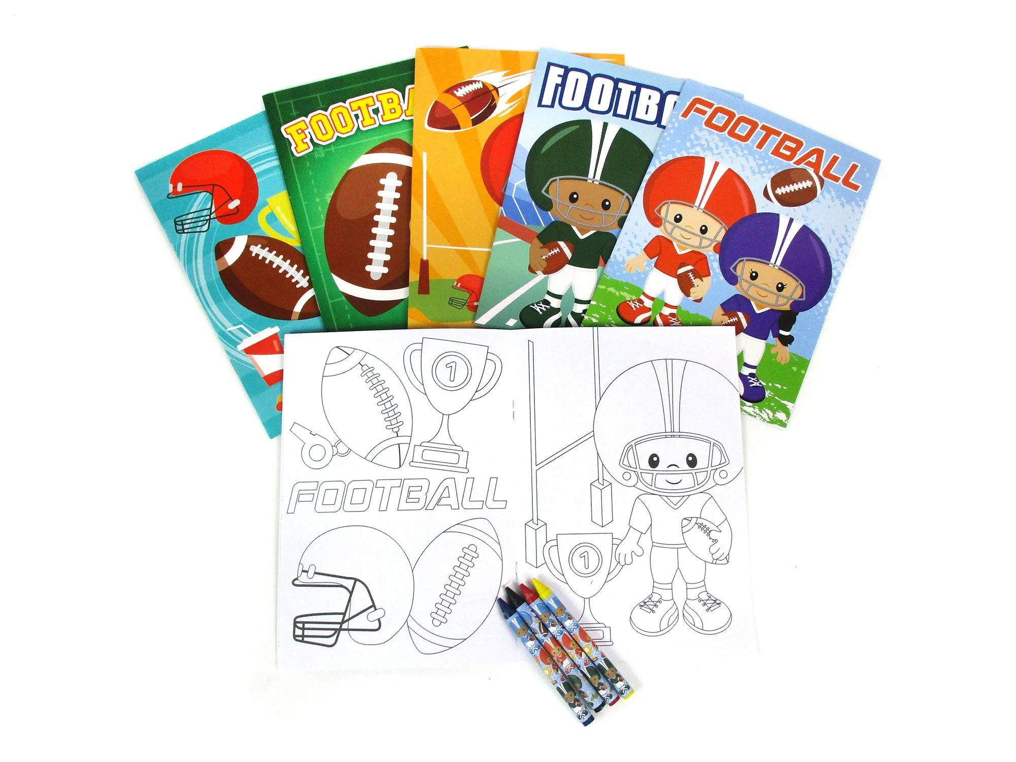 Football Coloring Books with Crayons Party Favors - Set of 6 or 12