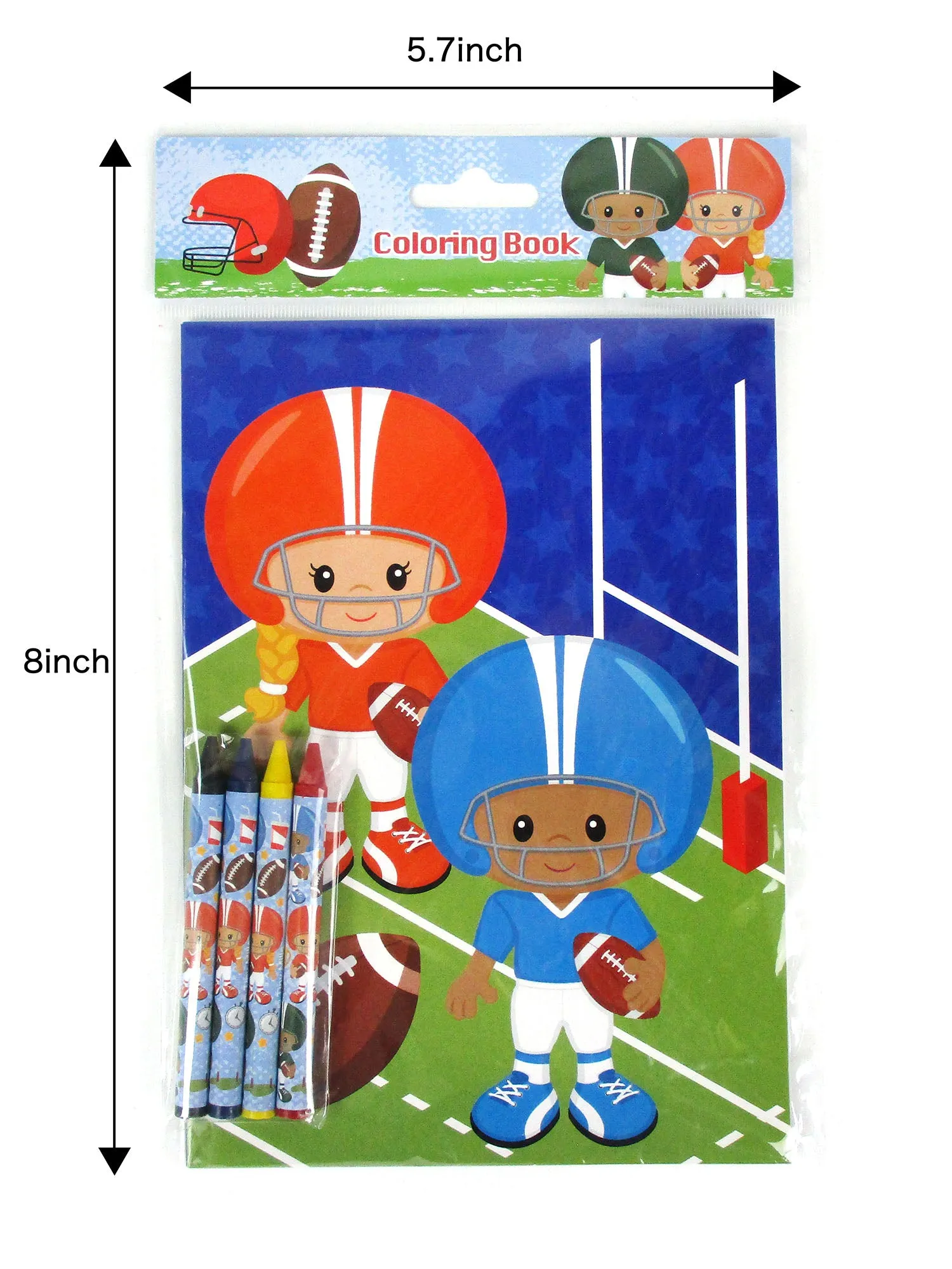 Football Coloring Books with Crayons Party Favors - Set of 6 or 12