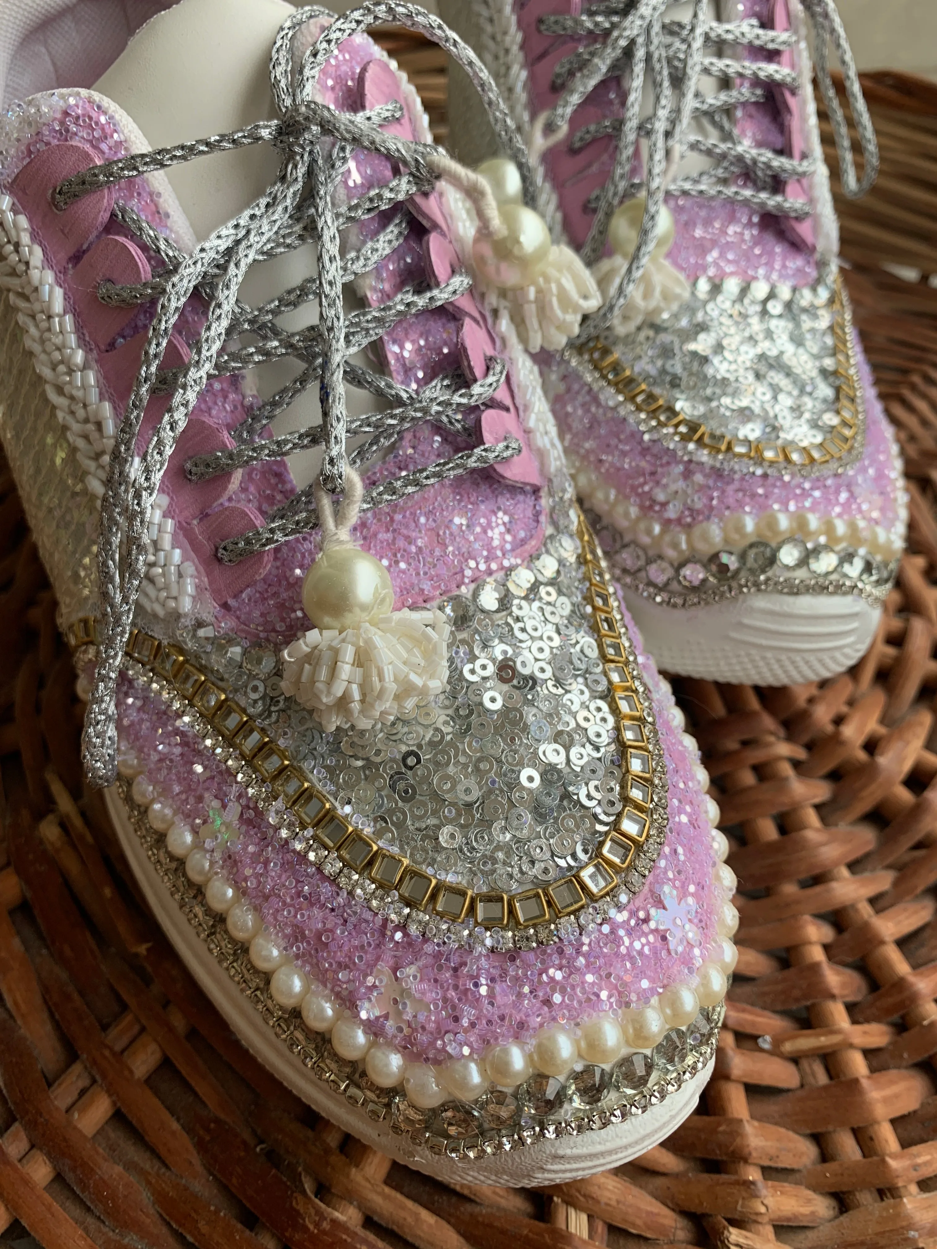 Funky N Trendy hand crafted purple theme bridal sneakers/ bridesmaid sneaker / lavender sneakers