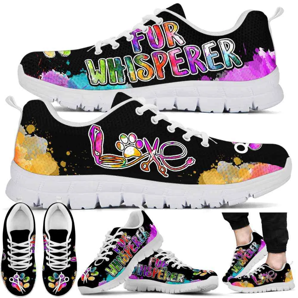 Fur Whisperer Colorful Watercolor Sneakers Shoes, Dog Print Shoes, Best Running Shoes, Unique Gifts For Dog Lovers