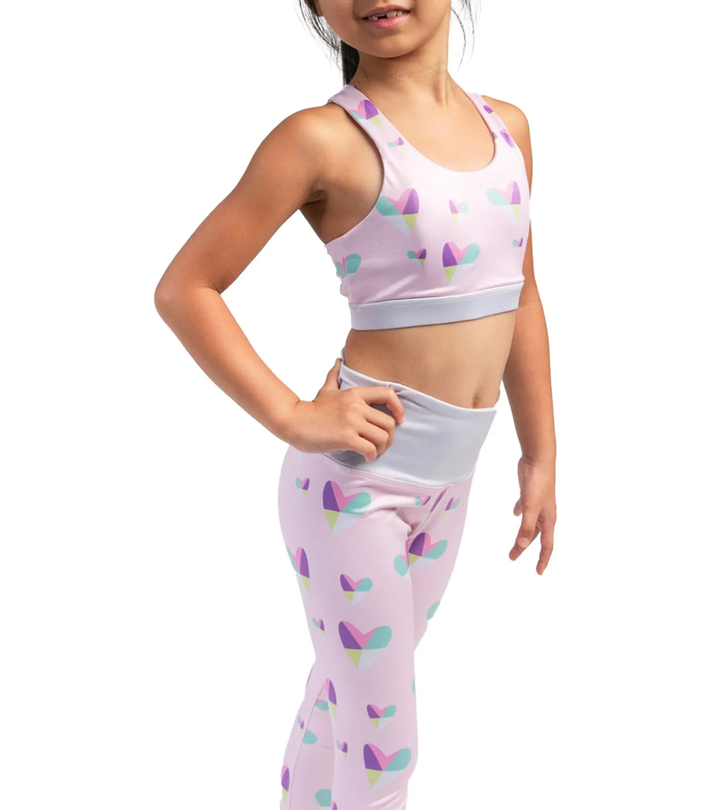 Geometric Heart Sisterly Love Sporty Bra - Pale Pink