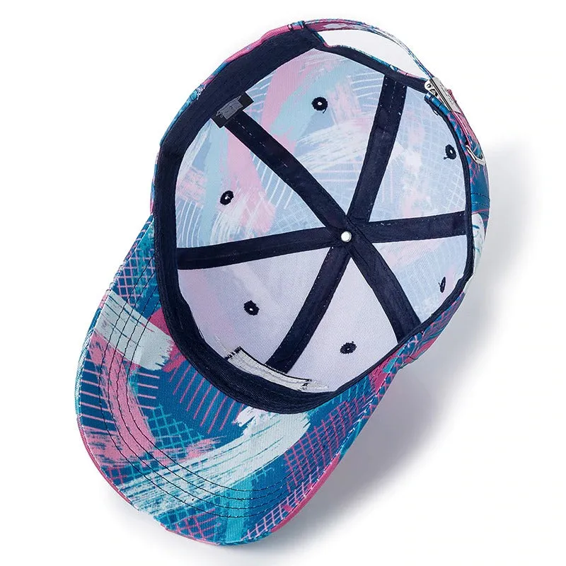 Geometric Tie Dye Cotton Fabio Fox Patch Baseball Adjustable Snapback Cap