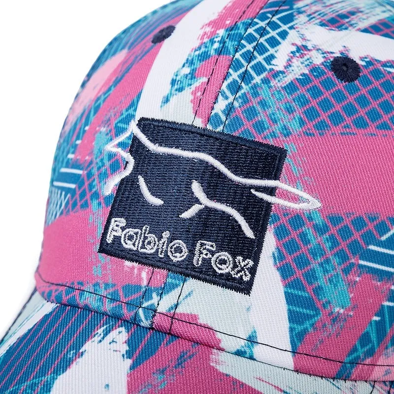 Geometric Tie Dye Cotton Fabio Fox Patch Baseball Adjustable Snapback Cap