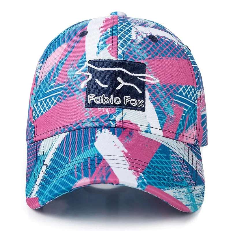 Geometric Tie Dye Cotton Fabio Fox Patch Baseball Adjustable Snapback Cap