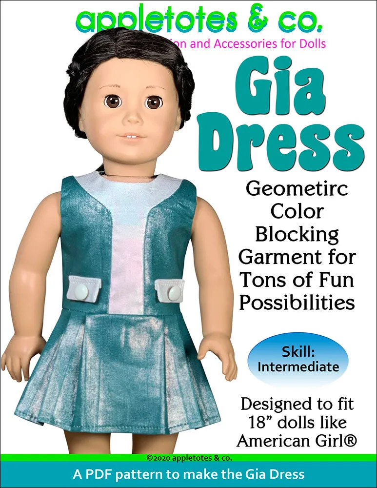 Gia Dress Sewing Pattern for 18 Inch Dolls