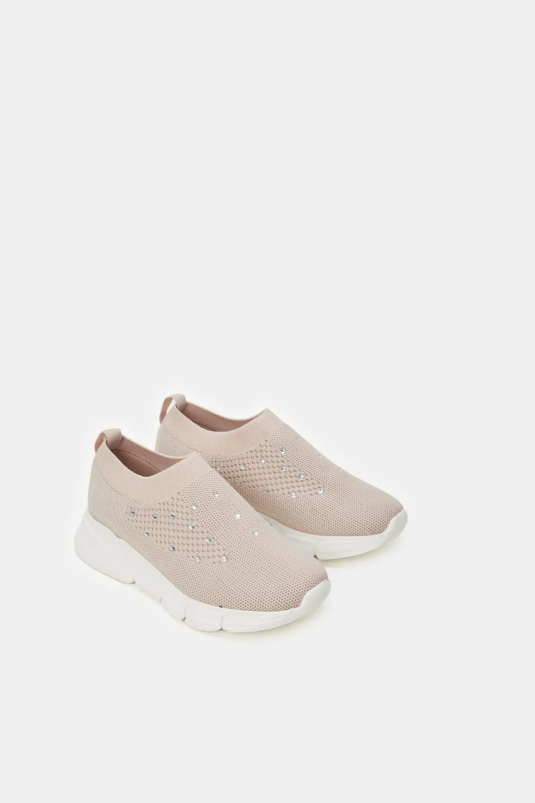 Girls Pink Pearl Slip-On