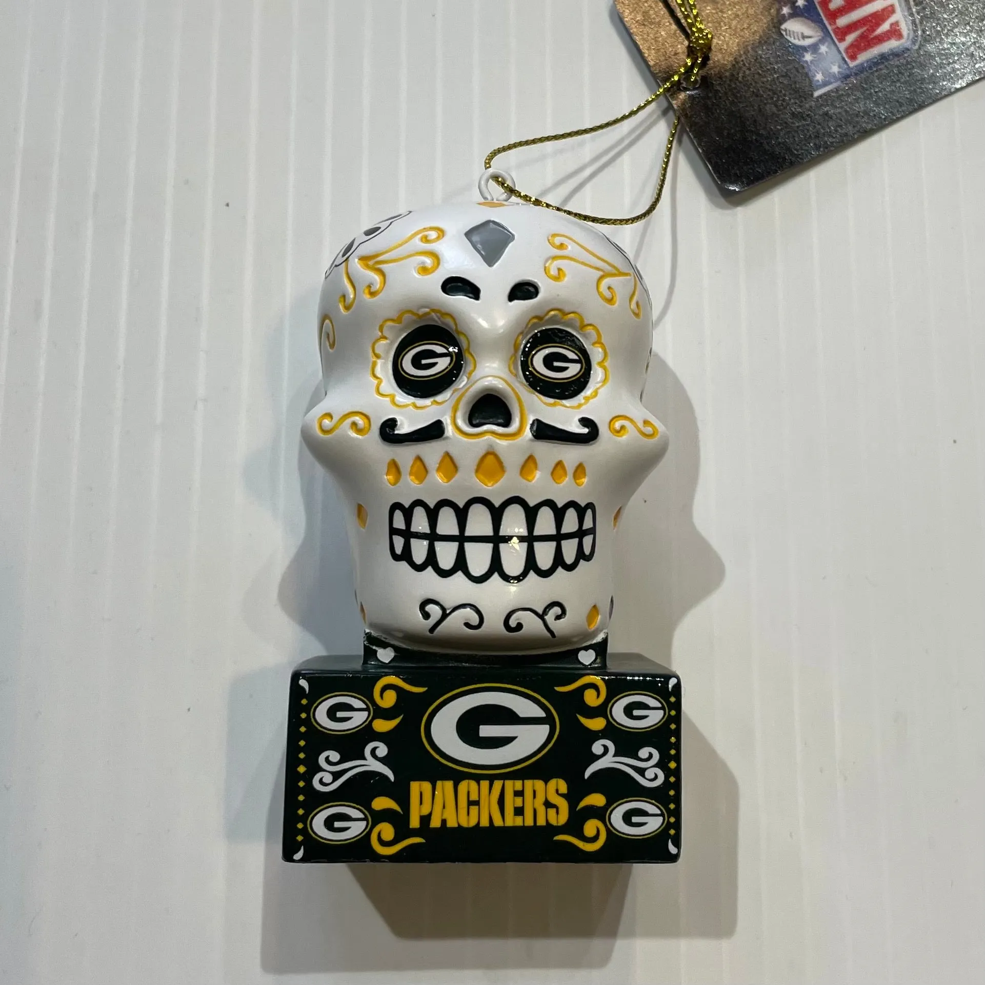 Green Bay Packers Sugar Skull Statue Ornament