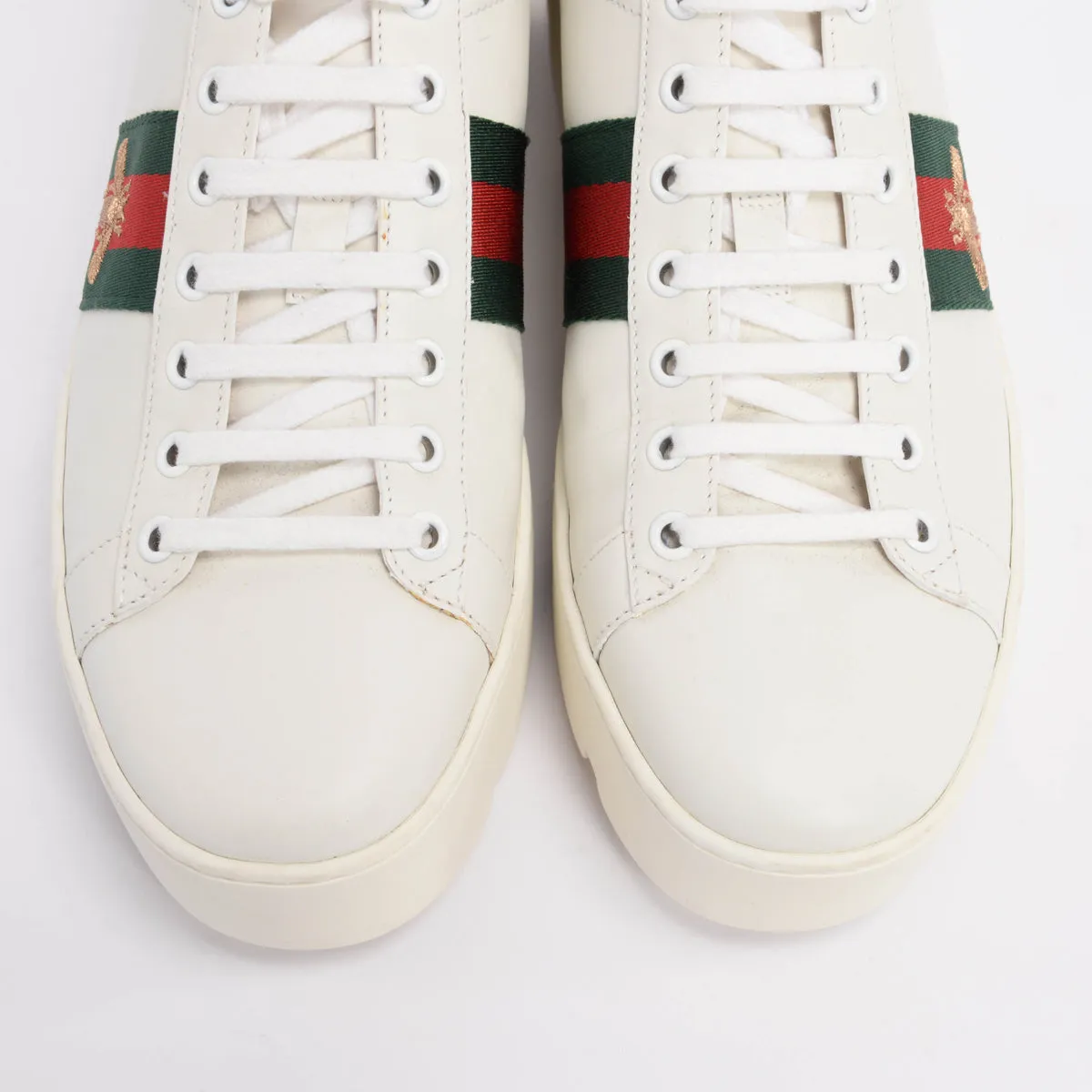 Gucci White Leather Ace Embroidered Platform Sneakers 39.5