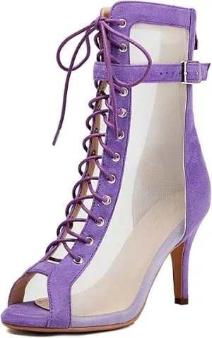 Heels Dance Shoes Purple Dance Booties