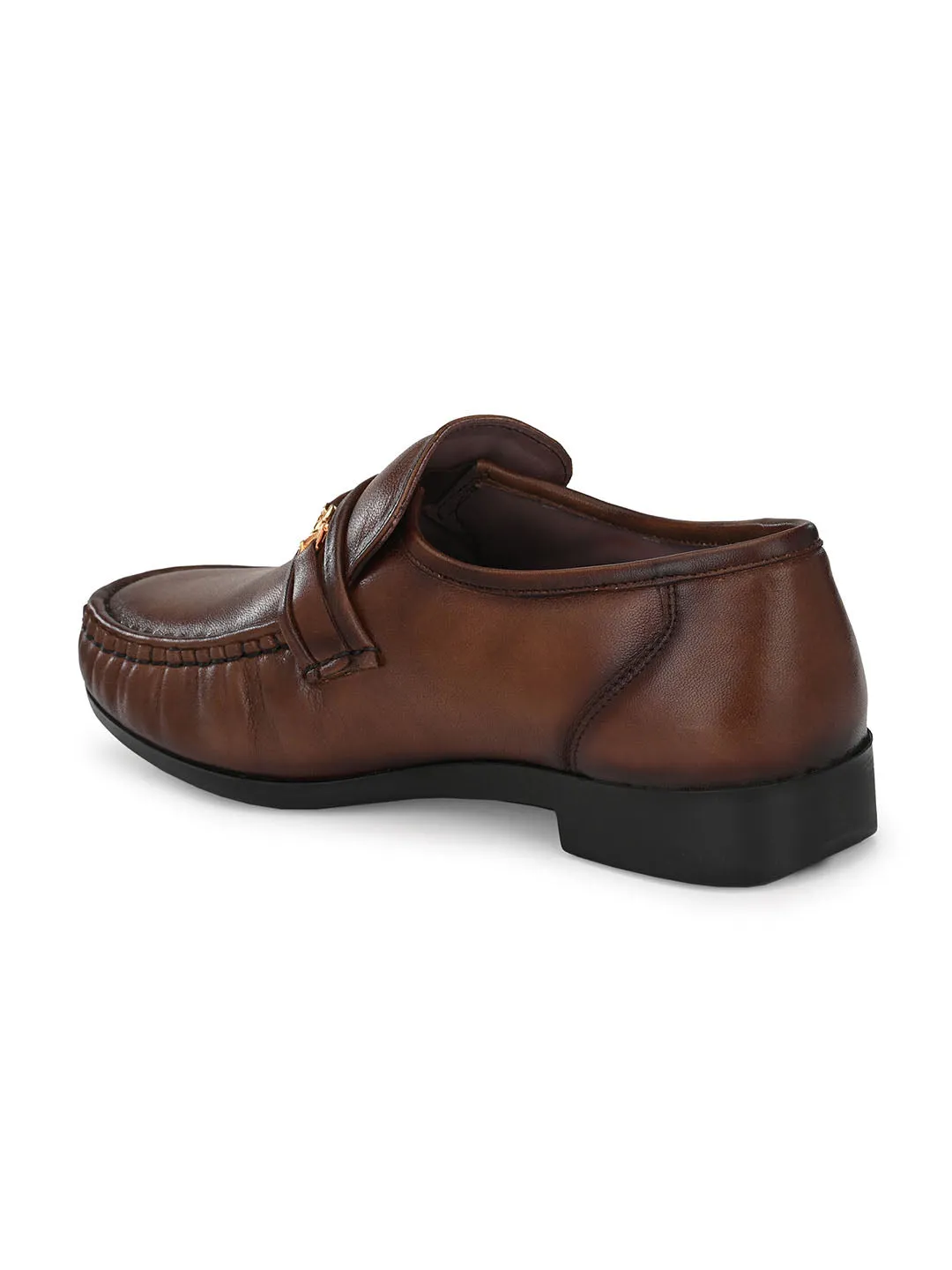 HITZ836 Men's Brown Leather Formal  Slip-On Shoes