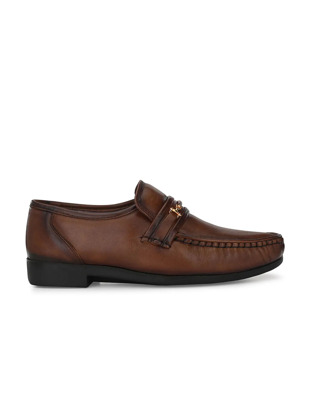 HITZ836 Men's Brown Leather Formal  Slip-On Shoes