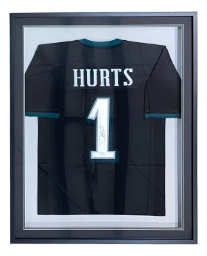 Jalen Hurts Philadelphia Signed Framed Black Football Jersey JSA Hologram