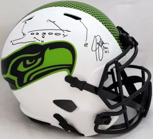 Jim Zorn Autographed Seattle Seahawks Lunar Eclipse White Full Size Speed Replica Helmet Play Call (Chipped) MCS Holo #80098