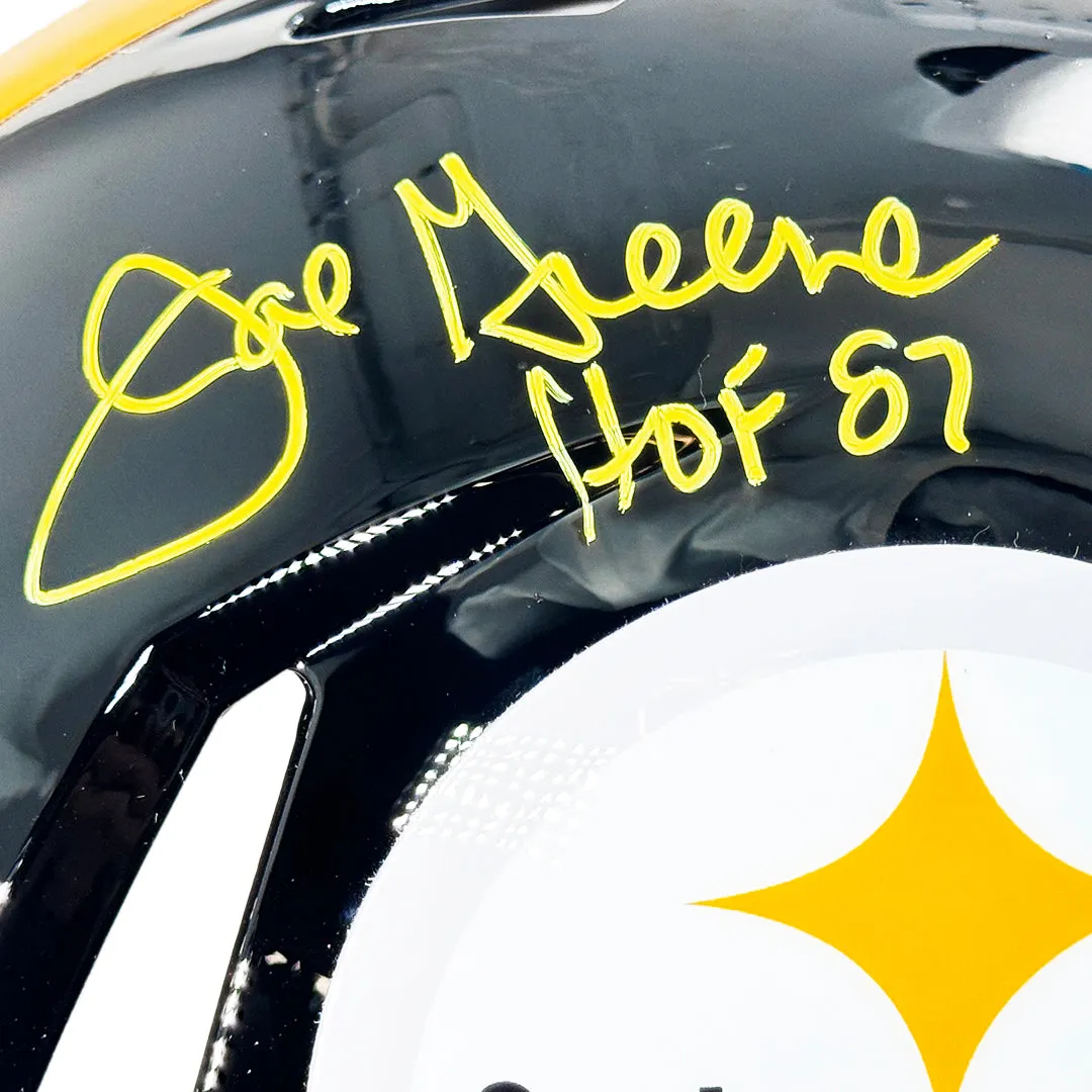 Joe Greene Signed HOF 87 Inscription Pittsburgh Steelers Speed Full-Size Replica Football Helmet (Beckett)