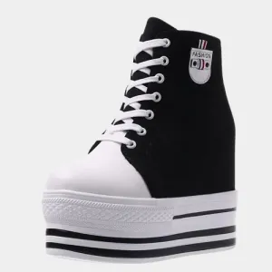 Joskaa 2024 New Black Canvas Platform Sneakers