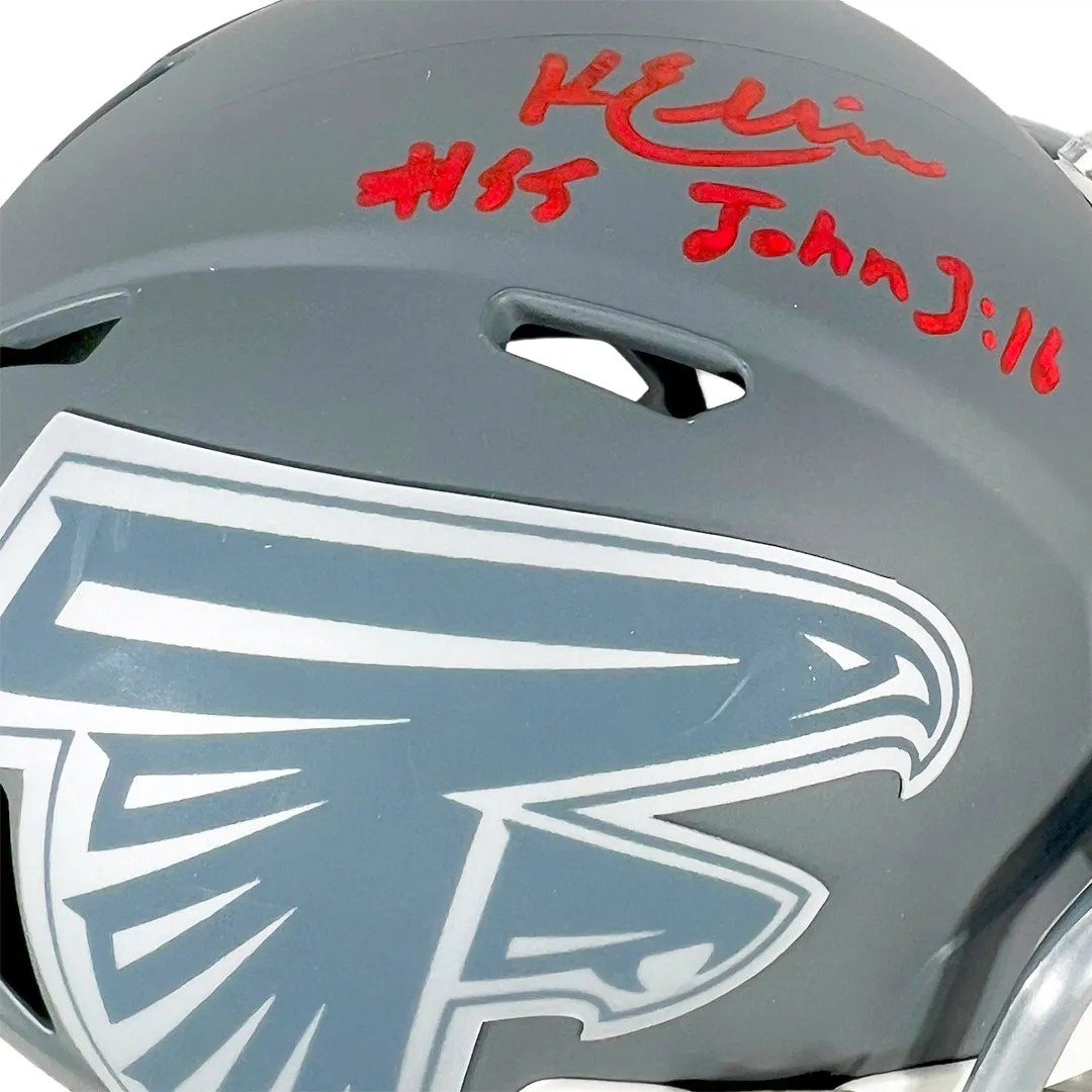 Kaden Elliss Signed John 3:16 Inscription Atlanta Falcons Slate Alternate Speed Mini Football Helmet (Beckett)