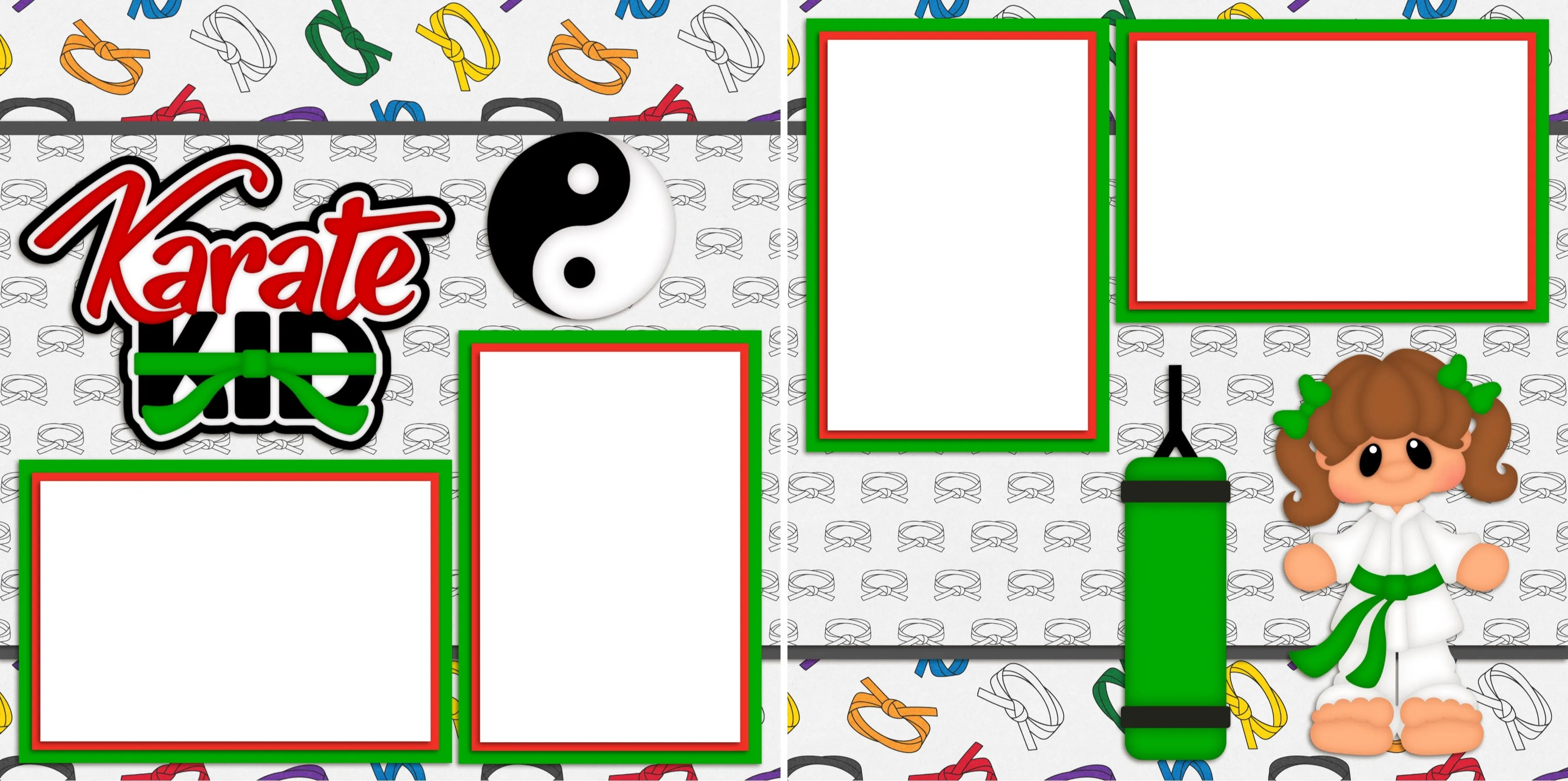 Karate Kid Girl - Digital Scrapbook Pages - INSTANT DOWNLOAD