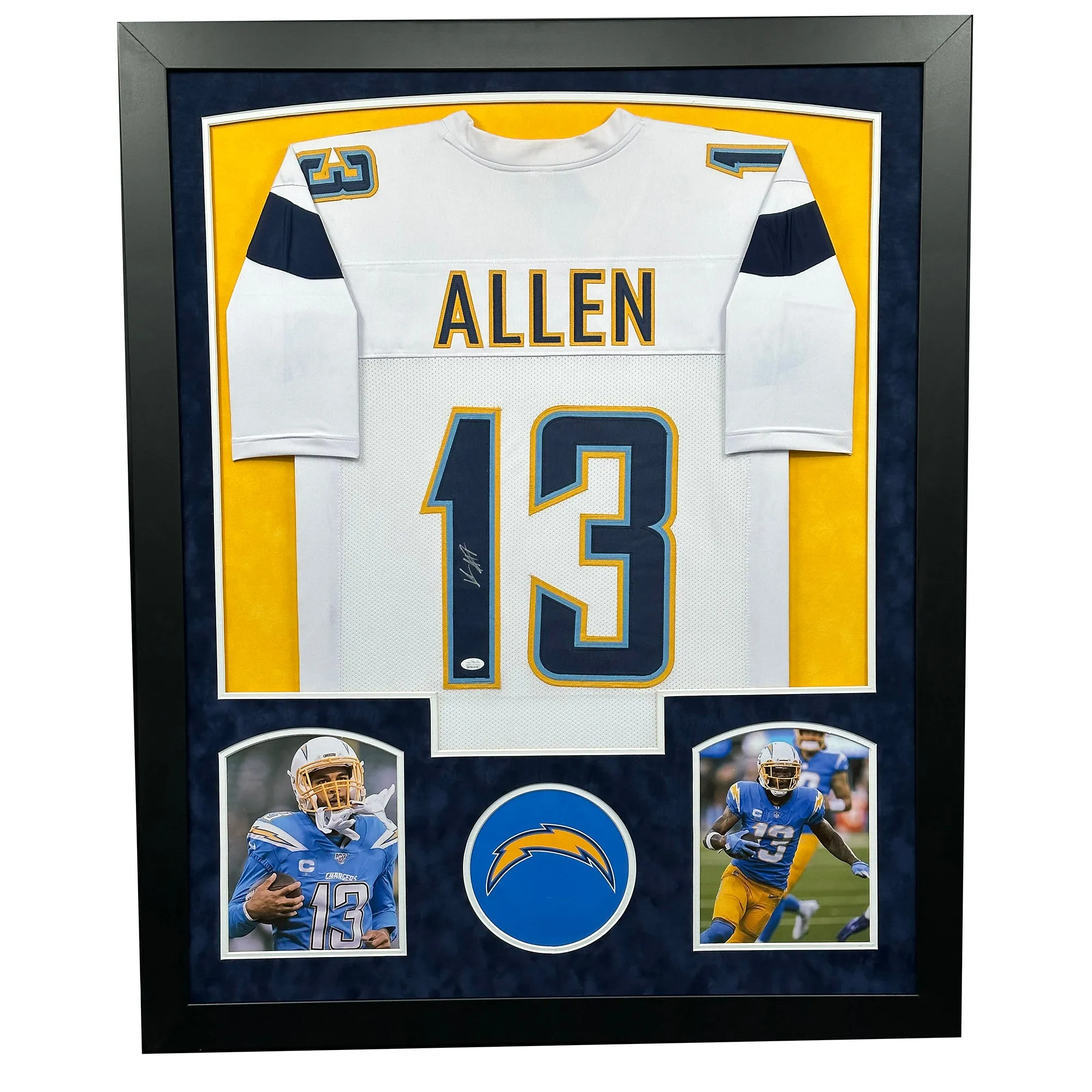 Keenan Allen Signed Los Angeles White Custom Double-Suede Framed football Jersey (Beckett)