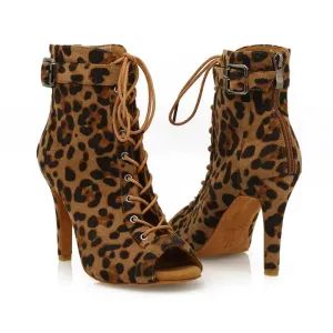 Leopard Jazz Boots Latin Salsa Ballroom Dance Boots