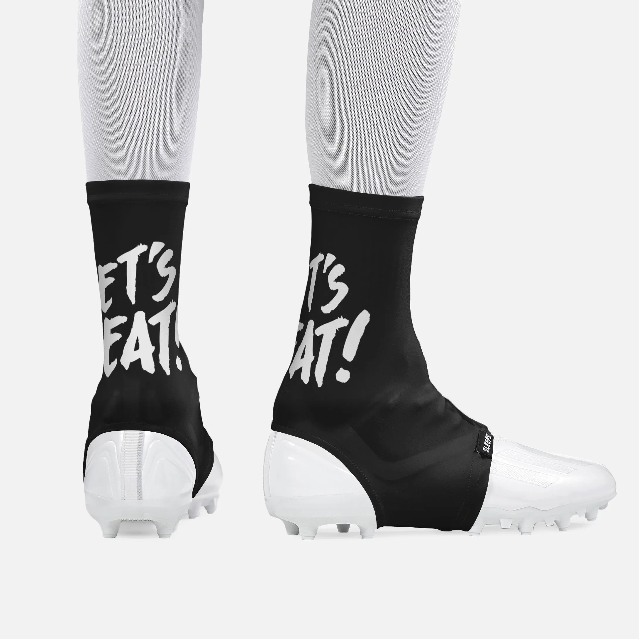 Let's Eat Black White Spats / Cleat Covers