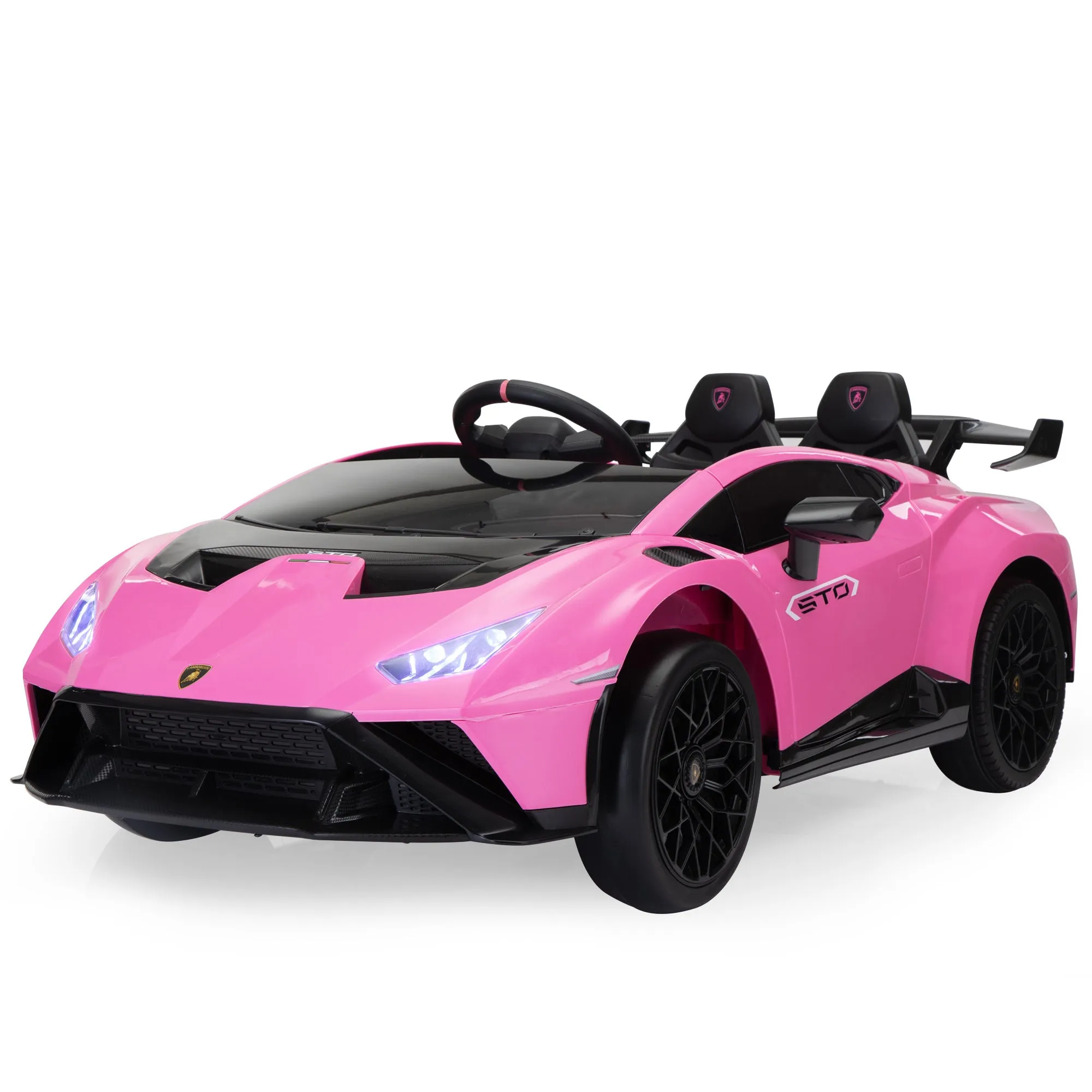 Licensed Lamborghini 24V Kids Electric Car, Battery Powered Sports Car w/ 2.4G Remote Control, LED Lights, Music, USB, High-Low Speed, Drifting, Gift for Children 3-8