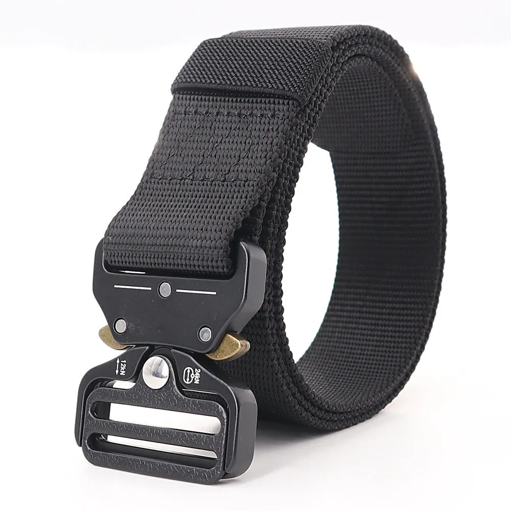 Manufacturers wholesale outdoor belts men to customize logo eye snake buckle imitation nylon canvas tactical belt