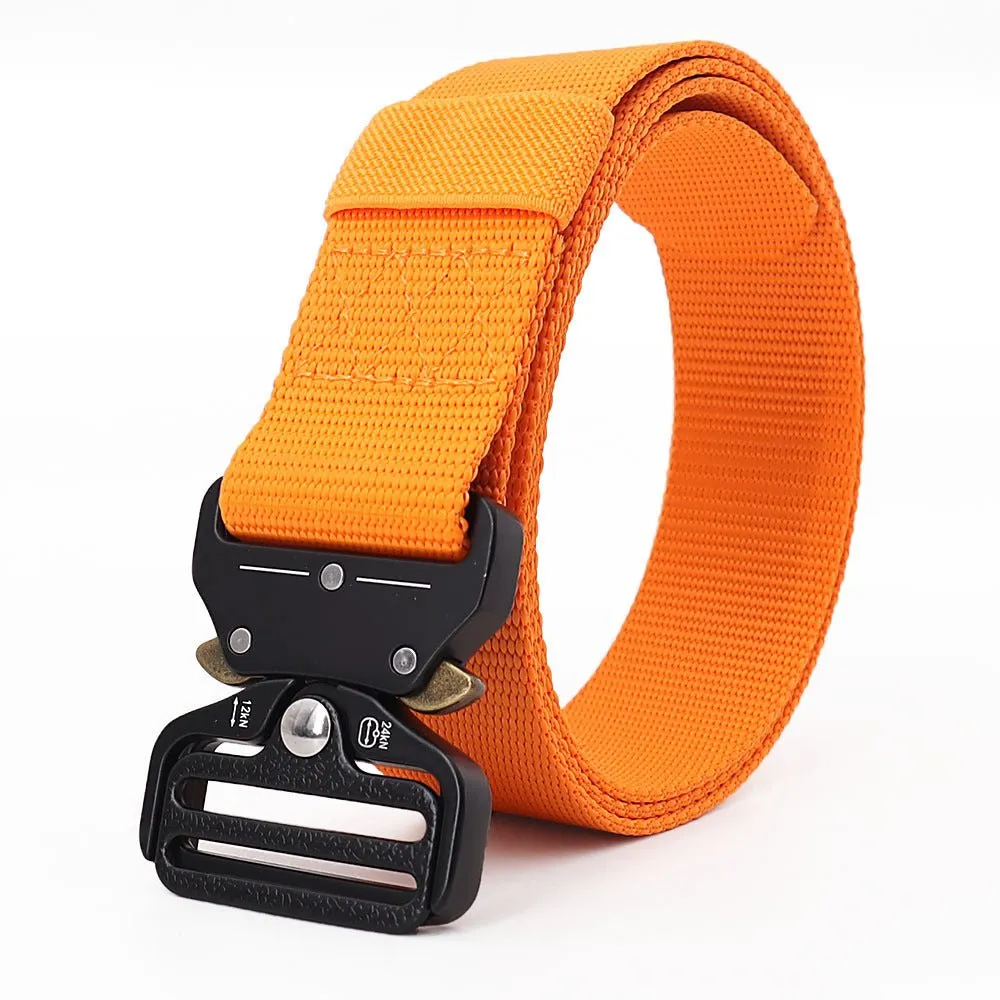 Manufacturers wholesale outdoor belts men to customize logo eye snake buckle imitation nylon canvas tactical belt