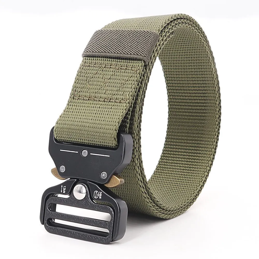 Manufacturers wholesale outdoor belts men to customize logo eye snake buckle imitation nylon canvas tactical belt