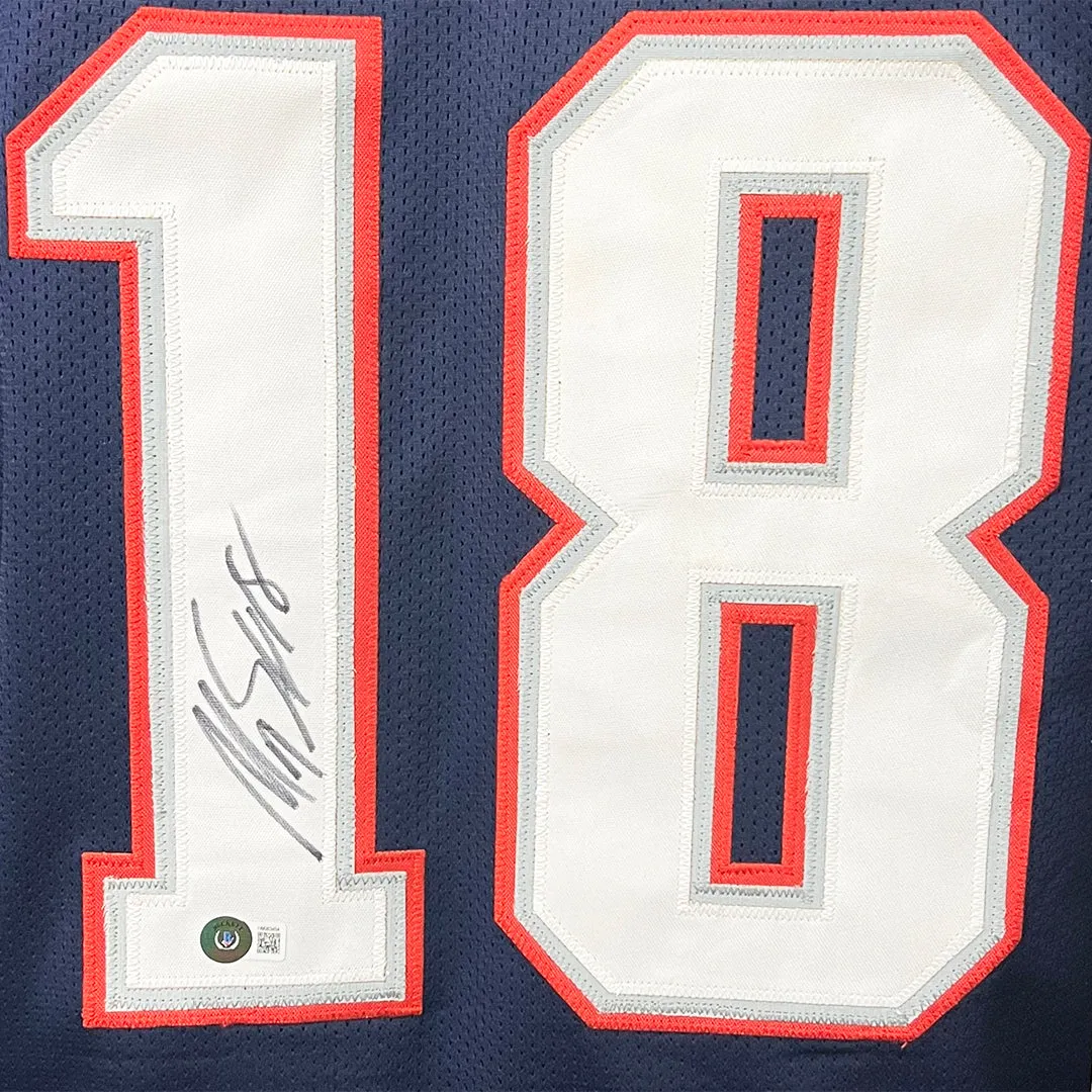 Matthew Slater Signed New England Blue Football Jersey (Beckett)