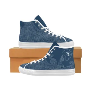 Men's Big Size Aquarius Water Bearer Blue Print Canvas High Top Shoes